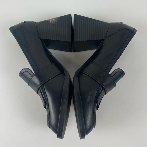 Sam Edelman Quinly Leather Slip On Chunky Block Heel Loafers Kilty Pumps 7.5M - Picture 7 of 13